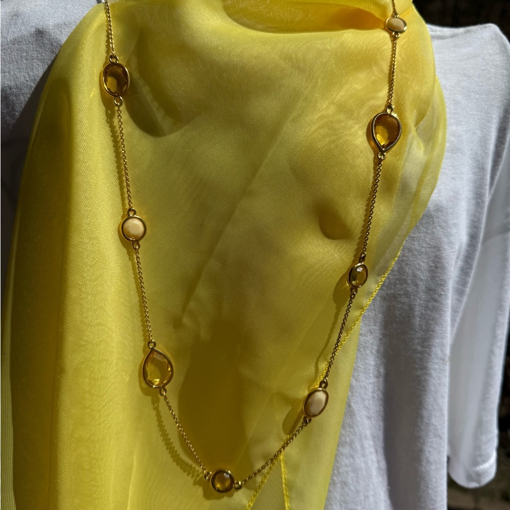Kate Spade Long Gold Necklace with Canary Yellow & White Stones 💎 - Picture 13 of 13